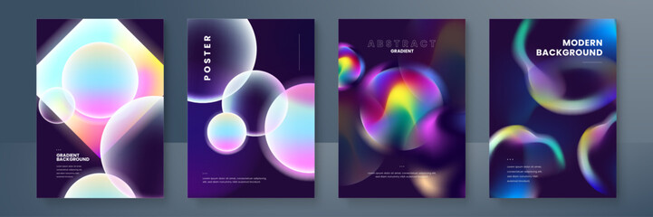 Colorful blurred blue pink purple bubble vibrant grainy gradient background for business technology poster template