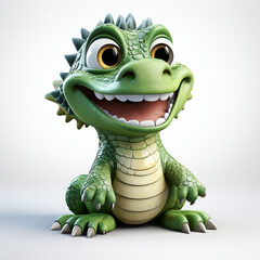 Poster - 3d cartoon Crocodile green color cute