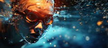 Practice Swim: Swimmers Treading Water As They Prepare For Their Individual Races.Generated With AI