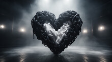 Interlacing Black Heart Of A Witch In The Fog, Unusual Art Halloween Valentine