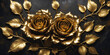 ornamental golden roses on black background