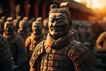 Terracotta Army: Rows Of Terracotta Soldiers Guarding The Tomb Of China's First Emperor.Generated With AI