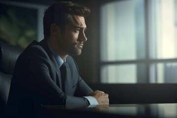 Poster - Man executive alone. Generate Ai