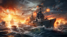 War In The Sea. Warship