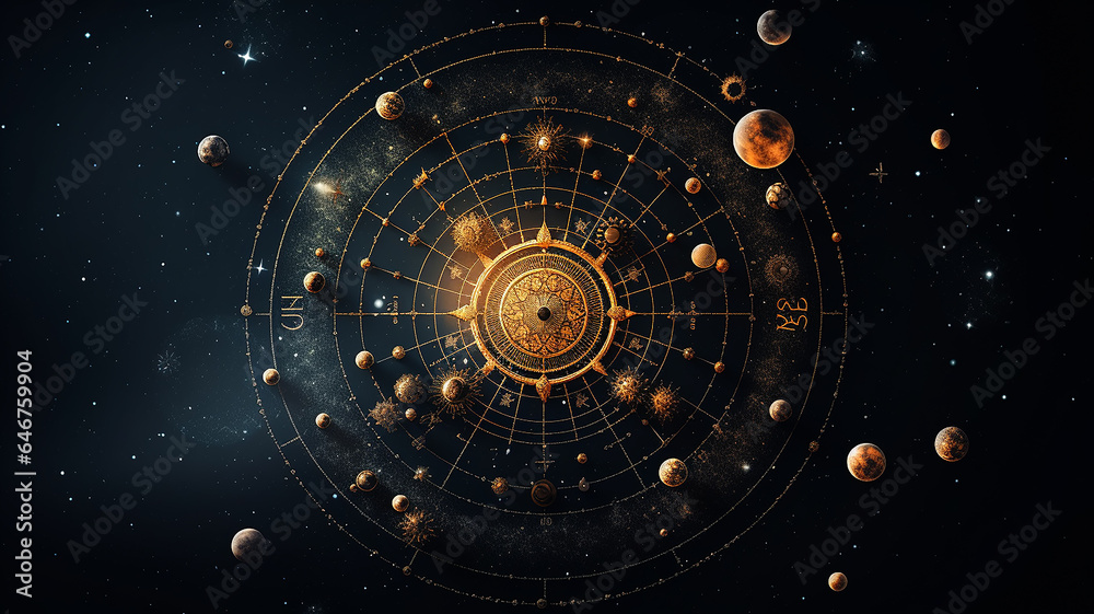 astrological background with planets and copy space Stock Illustration ...