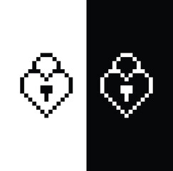 Poster -  pixel heart lock icon vector  pixel art for 8 bit game
