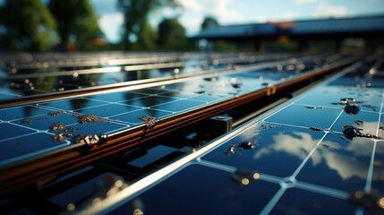 Canvas Print - panorama Alternative electricity source solar panels