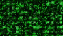 Dynamic Abstract Green Dots On Black Background Digital Animation 4K.