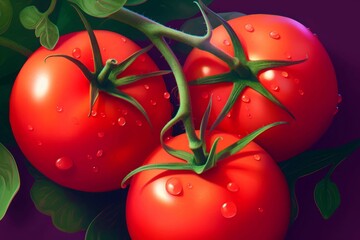 Poster - Realistic tomato ripe fresh. Generate Ai