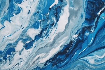 Wall Mural - Blue with silver creative abstract hand painted background. Generative AI