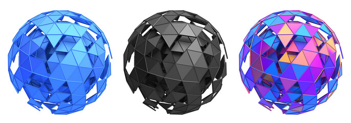 Leinwandbilder - Set of abstract spheres, 3d render