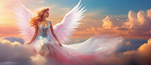 Panorama Of Angel In The Sky.AI Generated.