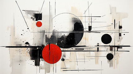 Wall Mural - monochrome painting geometric shapes flat abstraction.