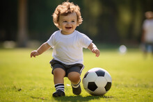 Cute Baby Playing Soccer Or Football 