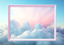 This Breathtaking Shot Of A Pink Frame Surrounded By Billowing Cumulus Clouds Captures The Serenity Of The Great Outdoors