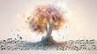 idea music theme eco notes tree isolated poster.