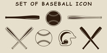 Set Of Isolated Baseball Icon Vector Illustration Template Graphic Design. Bundle Collection Of Various Sport Sign Or Symbol For Team Or Tournament Concept