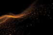 3D Render of many small yellow and orange particles flying on black festive background. Trendy backdrop for your design. Three-dimensional illustration with, Generative AI