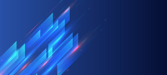Leinwandbilder - Modern high-tech background for presentations and websites. Digital Internet communication. Abstract background with glowing dynamic lines. Futuristic red-blue stripes.