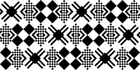 Fototapete - Checkerboard abstract and seamless pattern. Squares and diamonds, checkers and stripes.