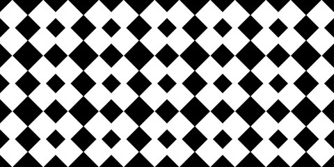 Fototapete - Checkerboard pattern of rhombuses. Vector and black and white pattern of diamonds.