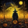 beautiful golden halloween wheat field with attractive light and details 