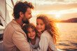 © Microgen - Loving family shares warm hugs on the cruise ship deck, surrounded by the tranquil sea