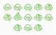 Reducing carbon emission vector icons set. Reduce co2 gas graphic design. Ecology and environment concept