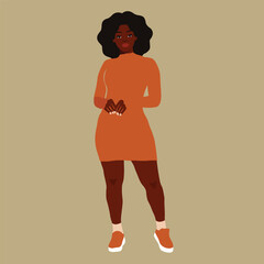 Stylish afro black woman in elegant art style vector