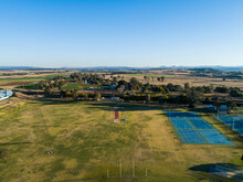Aerial View Of Cook Park At Rose Point In Singleton With Sports Long Jump Pit And Netball Court