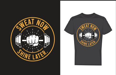 Fitness t shirt design and vector