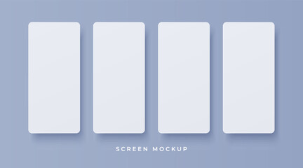Poster - Empty smartphone screen mockup isolated on grey background. Blank screen with soft smooth shadow for user interface presentation. Element for your design. Vector eps 10.