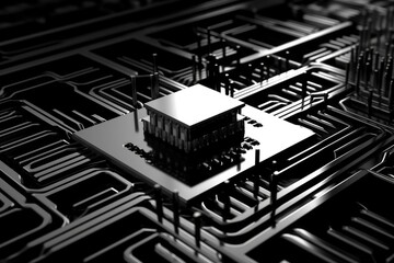 Poster - Fantastic CPU of the future background. Generative AI