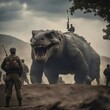 Giant beast battles armed forces