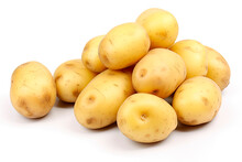 Fresh Raw Potatoes Isolated On White Background