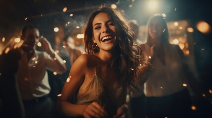 Beautiful young women celebrating having fun at a party