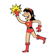 Vector Super Heroine Cartoon Illustration Isolated