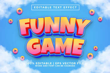 Funny Game 3d Editable Text Effect Cartoon Style Premium Vector