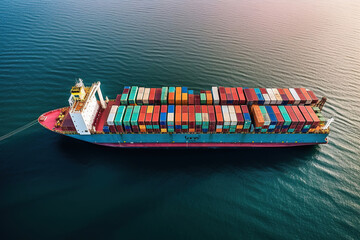 Wall Mural - Container ship loaded carrying shipping containers in the sea