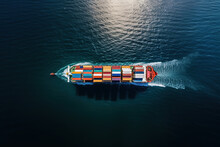 Container Ship Loaded Carrying Shipping Containers In The Sea