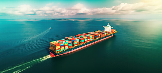 Wall Mural - Container ship loaded carrying shipping containers in the sea