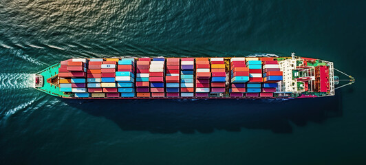 Wall Mural - Container ship loaded carrying shipping containers in the sea