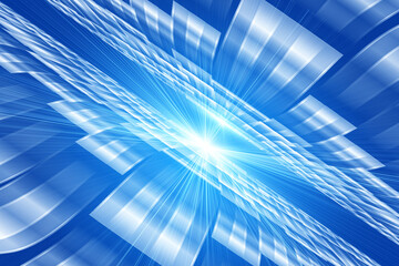 Poster - The blue square rapidly extends lengthwise to form the tunnel space background