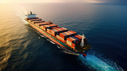 Wall Mural - Container ship loaded carrying shipping containers in the sea