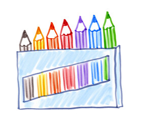 Wall Mural - Felt pen vector illustration of child drawing of color pencil box