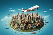 map city global travel earth globe illustration concept europa plane. Generative AI.