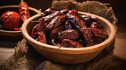 Canvas Print - Vibrant Ancho Chili Peppers in Natural Light with Generative AI