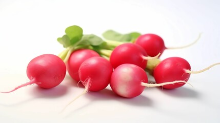 Canvas Print - AI generated illustration of a bunch of red radishes in a pile