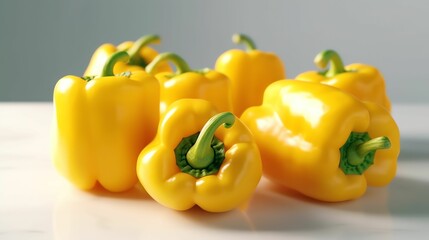 Wall Mural - AI generated illustration of yellow bell peppers on a white background