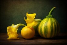 A Vibrant Yellow Summer Squash, Capturing Its Smooth Skin And Elongated Shape